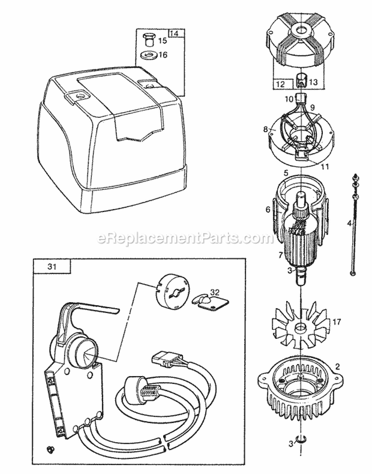 MotorControlsCover748003 Diagram and Parts List for 748001-0020-01  Briggs and Stratton Engine